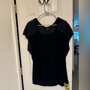 Black v-neck t-shirt with eyelet lace